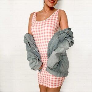 Forever 21 pink checkered tight soft dress